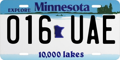 MN license plate 016UAE