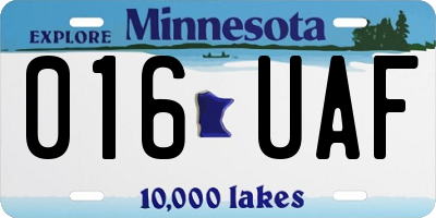 MN license plate 016UAF