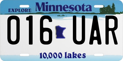 MN license plate 016UAR