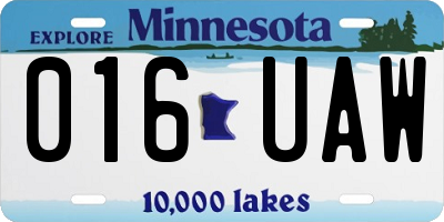 MN license plate 016UAW