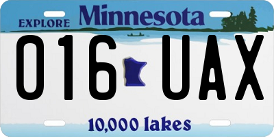 MN license plate 016UAX