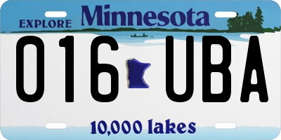 MN license plate 016UBA