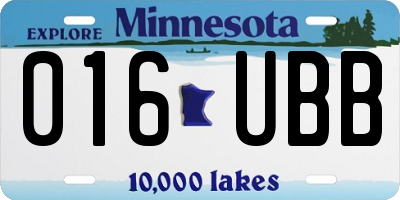 MN license plate 016UBB
