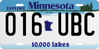 MN license plate 016UBC