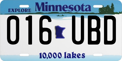 MN license plate 016UBD