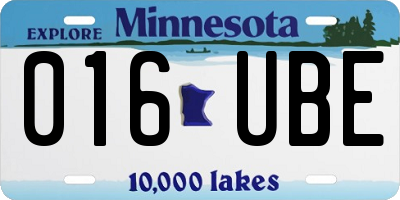 MN license plate 016UBE