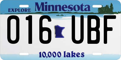 MN license plate 016UBF