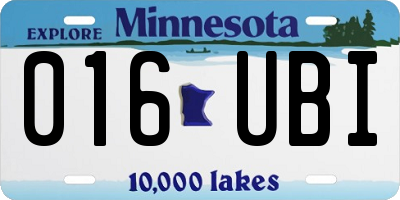 MN license plate 016UBI