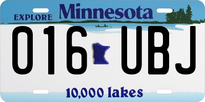 MN license plate 016UBJ