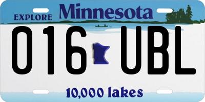 MN license plate 016UBL