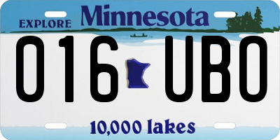 MN license plate 016UBO