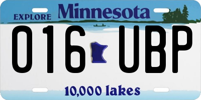 MN license plate 016UBP