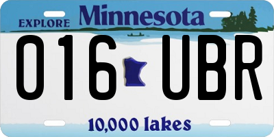 MN license plate 016UBR
