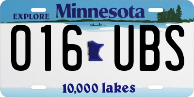 MN license plate 016UBS