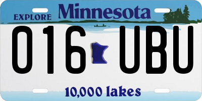 MN license plate 016UBU