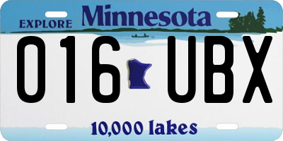 MN license plate 016UBX