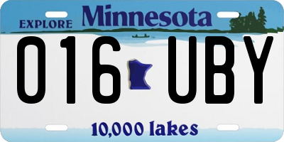 MN license plate 016UBY