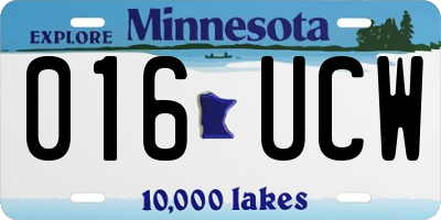 MN license plate 016UCW