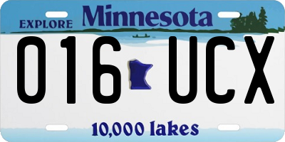 MN license plate 016UCX