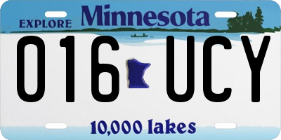 MN license plate 016UCY