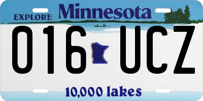 MN license plate 016UCZ