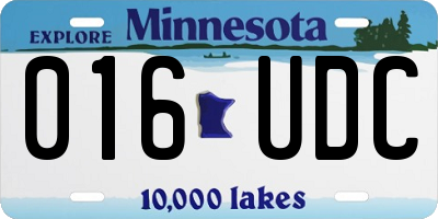 MN license plate 016UDC