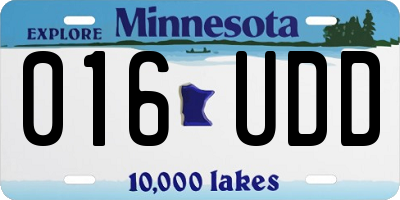 MN license plate 016UDD