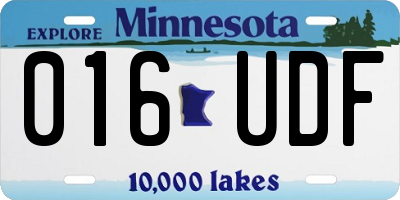 MN license plate 016UDF