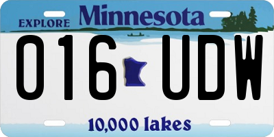 MN license plate 016UDW