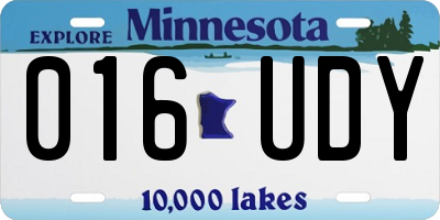 MN license plate 016UDY