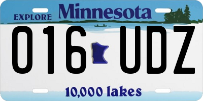 MN license plate 016UDZ