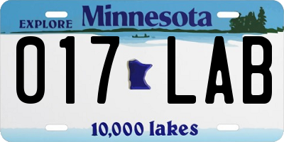 MN license plate 017LAB