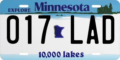 MN license plate 017LAD