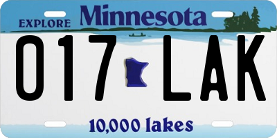 MN license plate 017LAK