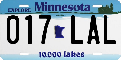 MN license plate 017LAL