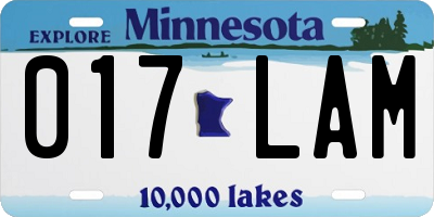 MN license plate 017LAM