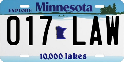 MN license plate 017LAW