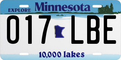 MN license plate 017LBE