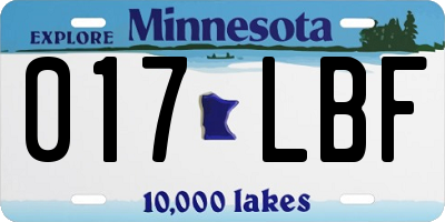 MN license plate 017LBF