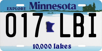 MN license plate 017LBI