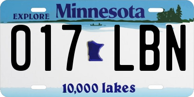 MN license plate 017LBN