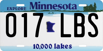 MN license plate 017LBS