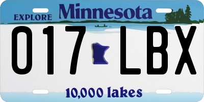 MN license plate 017LBX