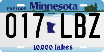 MN license plate 017LBZ