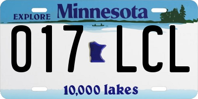 MN license plate 017LCL
