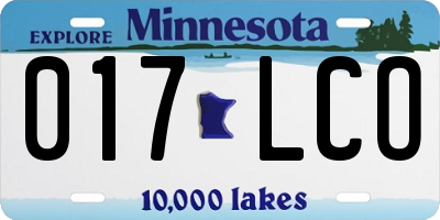 MN license plate 017LCO