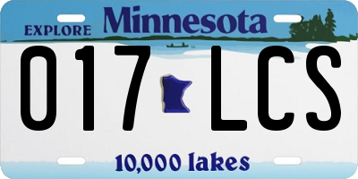 MN license plate 017LCS