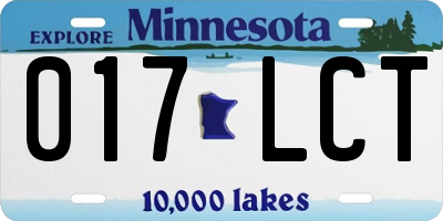 MN license plate 017LCT