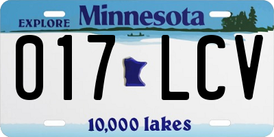 MN license plate 017LCV