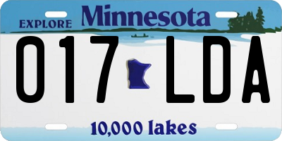 MN license plate 017LDA
